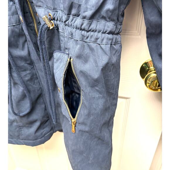 Navy Blue Parka, Leehanton Winter Coat, Faux Fur Collar, Women's Size XL - Picture 3 of 12